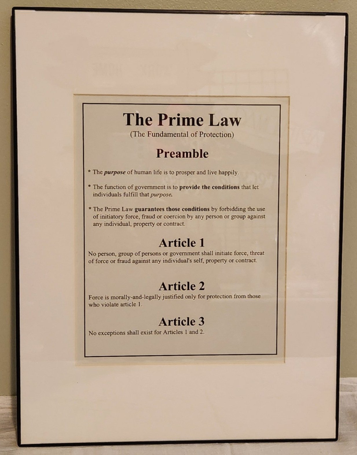 The Prime Law - Framed
